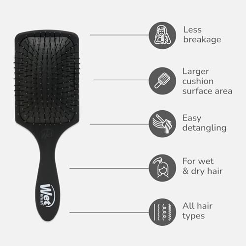 Wet Brush Paddle Detangler Hair Brush, Black Frost - Ultra-Soft IntelliFlex Detangling Bristles with AquaVent Design - Spread Hair Treatments Evenly - Glides Through Tangles For All Hair Types - color: Black Frost, size: 1 Count (Pack of 1)