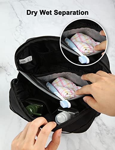 GOX Mens Toiletry Bag, Dry Wet Separate Travel Bag, Dopp Kit Case For Travel, Small Hanging Cosmetics Organizer Pouch (Black) - color: Black