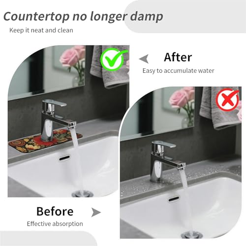 Faucet Fast Absorbent Pad - Bohemian Floral Mandala , Suitable For Kitchen, Bathroom, Island And Other Scenes - color: Bohemian Floral Mandala