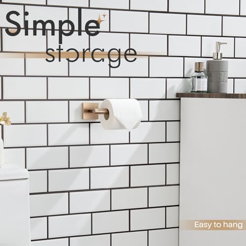 KOKOSIRI Toilet Paper Holder Toilet Roll Holders Hold Mega Rolls Kitchen Bathroom Tissue Paper Dispenser Champagne Bronze Stainless Steel, B2008CPG - color: Champagne Bronze, size: Vertical