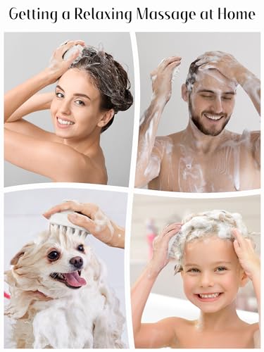 HEETA Scalp Massager Hair Growth 2-Pack, Silicone Scalp Scrubber Shampoo Brush for Exfoliation Dandruff Removal Head Massage Stress Relax, Wet & Dry Use for Women Men Hair Care, Wheat Straw Material - color: Dark Grey & Beige