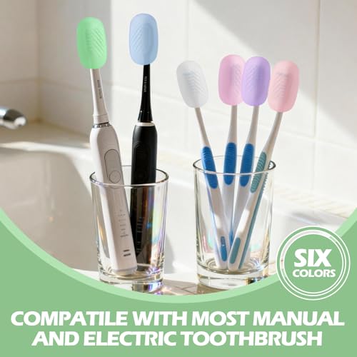Lapfoon 6 Pack Toothbrush Covers, Tooth Brush Cover Cap for Electric & Regular Toothbrush Head - color: Green