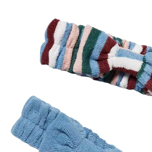Fluffy Makeup Headbands for Women: 2-Pack Soft Microfiber Hair Bands with Bow Design, Spa Shower Skincare Headwrap Set, Non-Slip Cosmetic Headband for Face Washing - color: Multicolor 3