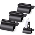 LOVEINUSA Toothpaste Tube Squeezer Dispenser, 3 PCS Toothpaste Roller | Black Squeezer Tool Metal Stainless Steel Tooth, Paste Holder for Bathroom - color: Black