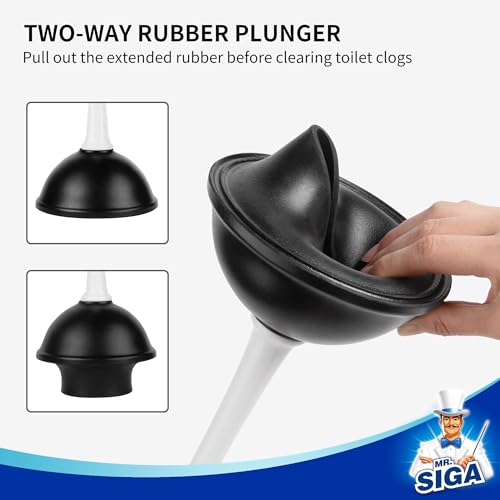 MR.SIGA Toilet Plunger and Bowl Brush Combo for Bathroom Cleaning, White, 1 Set - color: White