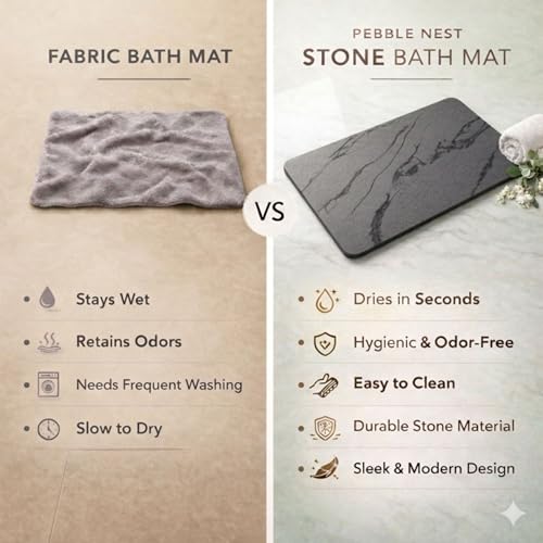 Stone Bath Mat – Diatomaceous Earth Quick Drying Non-Slip Bathroom Mat – Absorbent Diatomite Shower Mat, Durable & Easy to Clean, Modern, 23.6" x 15.3" (2 Pack Charcoal Black - Marble) - color: Charcoal Black - Marble
