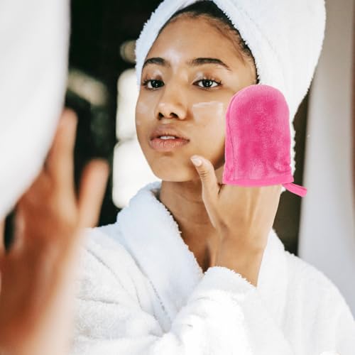 Facial Cleansing Gloves Makeup Remover Mitts Set of 6 Soft Reusable Gloves for Daily Skincare Routine and Travel 4.92X3.93 Inches