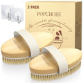 POPCHOSE Dry Brushing Body Brush, Natural Bristle Dry Skin Exfoliating Brush Body Scrub for Flawless Skin, Cellulite Treatment, Lymphatic Drainage and Blood Circulation Improvement - size: 2 Count (2*Boar Bristles)