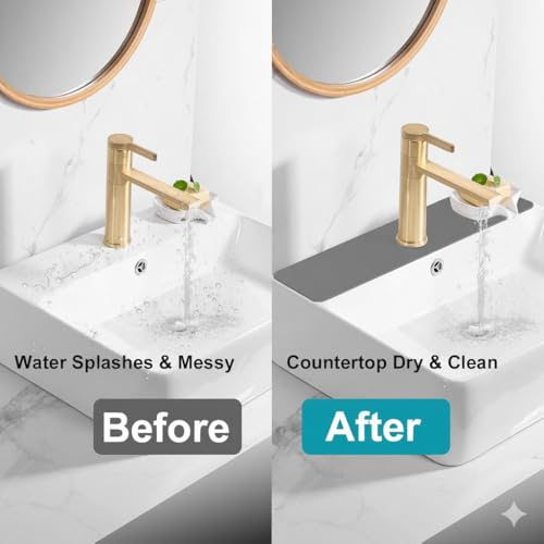 Customizable Kitchen Sink Faucet Mat: 30"Lx5.5"W Absorbent Splash Guard | Non-slip Fabric Rubber Mat, Cut to Fit Oval Rectangle Square Faucet & 2,3,4 Holes Irregular Sink with Soap Dispenser Air Gap - size: 6" x 2'6" (Square)