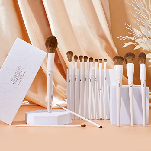 Jessup Makeup Brushes 14Pcs Makeup Brush Set Premium Synthetic Powder Foundation Contour Blush Concealer Eye Shadow Blending Liner Make Up Brush Kit Light Grey T329 - color: A-Light Grey-14pcs, size: Full Brush Set