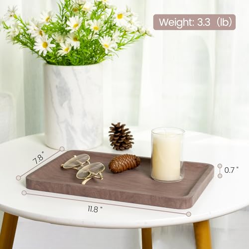 Karibiber Marble Vanity Tray, 11.8in Sandstone Bathroom Kitchen Tray for Countertop, Decorative Dresser Organizer, Perfume Storage, Jewelry Holder, Brown Stone Gift for Man - color: Brown