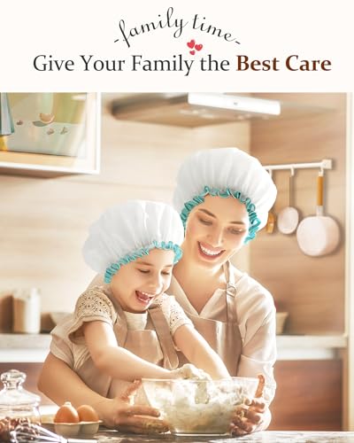 mikimini Shower Cap for Women and Girls,Reusable,Waterproof, Washable, Cute and Soft,White - color: White, size: Medium (Pack of 1)