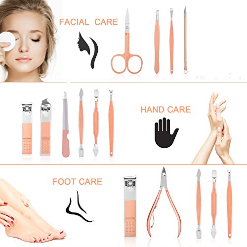 Aceoce Professional Manicure Set Pedicure Kit Nail Clippers Set Nail Kit | Stainless Steel Nail Clippers Cuticle Trimmer Grooming Travel Manicure Pedicure Tools for Women Personal Care Tools Gifts - size: 12 Piece Set