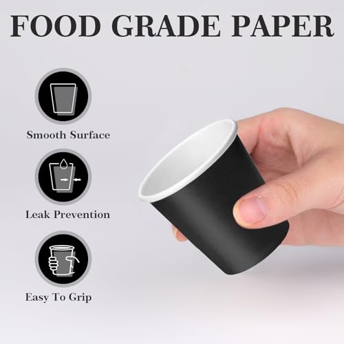 100 Pack 3 oz Disposable Paper Cups, Black Bathroom Cups, Disposable Mouthwash Cups, Small Paper Cups for Bathroom Travel Picnics - color: Black, size: 100 Count