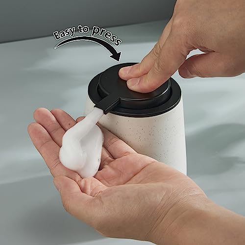 12Oz Foaming Soap Dispenser - Ceramic Foam Hand Soap Dispenser with Easy-to-Press Black Pump, Reusable and Refillable Lotion Dish Soap Dispensers for Bathroom & Kitchen, Speckled Matte White - color: Speckled White, style: Foam Pump