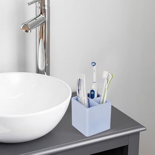 Diatomite Toothbrush Holders Tooth Brush Organizer - Blue | Water-Absorbent Material, 3 Slots for Electric Toothbrush and Toothpaste, for Bathroom Countertop, Shower, Vanity - color: Blue