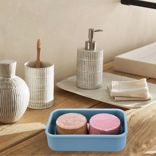 Travel Soap Case, Silicone Soap Container, Leakproof Soap Holder with Lid | Shatterproof Shampoo Bar Holder for Bathroom, Travel, Gym, Camp(Grey Blue) - color: Rectangular Grey Blue