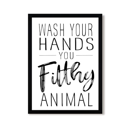 Urmoya Funny Quote Sign Black and White Bathroom Decor Wall Art 12x16 in | Wood frame, Rustic sign decoration art prints, Minimalist wall art, Ready to hang, for bathroom toilet kitchen restroom - color: Letter, size: 16"L x 12"W