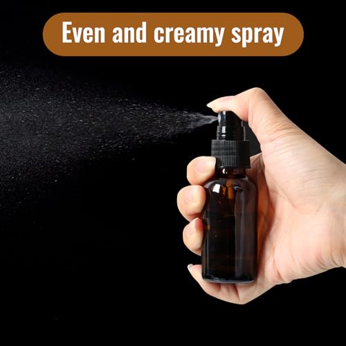 STARSIDE 24-Pack 1oz Amber Glass Spray Bottles with Fine Mist Sprayer | 30ml Glass Travel Bottles for Essential Oils, Cleaning Solutions, Perfumes & Liquids, Sample; Includes Funnels, Labels, Brush - size: S
