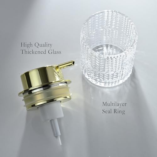 CICUFY Foaming Glass Soap Dispenser,Hand Foam Soap Dispenser for Kitchen & Bathroom-2 Pack（B-Type Clear Glass/Gold Pump） - color: Clear-2 Pcs, style: Foam/Polkadot Pattern/Golden Top