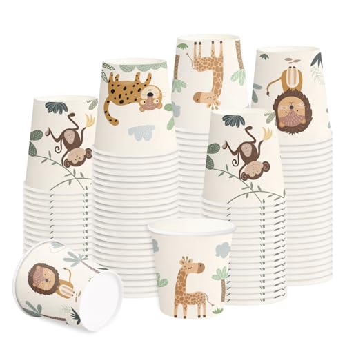 RUSPEPA 5oz Disposable Paper Cups, Bathroom Cups Small Mouthwash, 100 Pack Set Lovely Animals Design, Perfect for Hot/Cold Beverage Coffee, Dessert for Birthday Parties, Home-use, Picnic, BBQ, Travel - color: Lovely Animal, size: 5oz