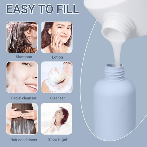 6.8oz Travel Bottles for Toiletries, Empty Plastic Squeeze Bottles with Flip Cap, Lotion Container for Toiletries Travel Size Shampoo and Conditioner (3 pack, bule) - color: Blue, size: 6.8 oz