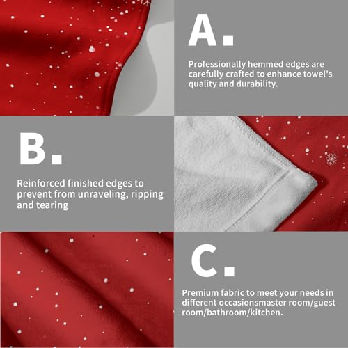Christmas Snowflakes Hand Towels Set of 2 Winter Red Christmas Bath Towels for Bathroom Soft Absorbent Xmas Towels Christmas Washcloths Kitchen Towel for Bathroom Hotel Gym Spa Yoga Sport 14”x28” - color: Christmas Snowflakes
