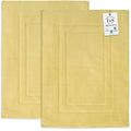 Feather & Stitch 2 Piece Towel Like Bath Mats (30x21 Inch) 100% Cotton Terry Bath Mats, Bathroom Shower Floor Mats [NOT A Bathroom Rug], Soft Absorbent Washable Mats - Yellow - color: Yellow