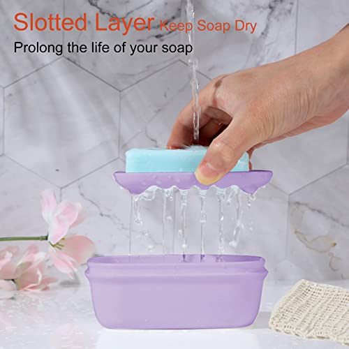 Quatish 2 Pack Travel Soap Container, Portable Soap Holder with Lid, Bar Soap Holder, Soap Case for Camping Gym Travel, Soap Box for Bathroom,Purple - color: Purple