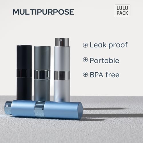 Lulupack Travel Perfume Bottle Refillable - Cologne Spray Atomizer Mini - Small Travel Size Empty Sprayer for Refill Sample Container - Portable Fragrance Decant Dispenser for Women Men 8ml 4PCS Grey - color: Dark Series