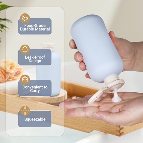 6.8oz Travel Bottles for Toiletries, Empty Plastic Squeeze Bottles with Flip Cap, Lotion Container for Toiletries Travel Size Shampoo and Conditioner (3 pack, bule) - color: Blue, size: 6.8 oz