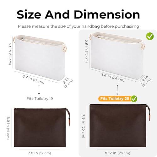 Handbag Organizer Insert for LV Toiletry Bag, Custom Fit Inside Premium Lightweight WaterResistant Purse Insert with Cup Holder Accessories (Craie, Fits-Toiletry 26) - color: Craie