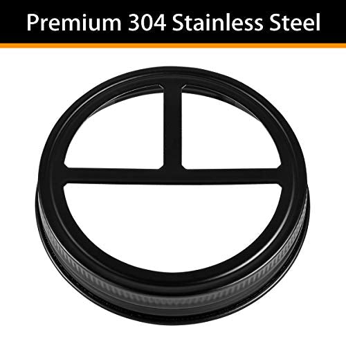 [Wide Mouth ONLY] SheeChung 2 Pack Mason Jar Toothbrush Holder Lid - Rustproof 304 Stainless Steel for Ball Mason Jar or Any Pint. Jar, Farmhouse Decor Bathroom Accessories Set - Black - color: Black Lid-2 Pack