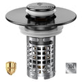 Bathroom Sink Drain Strainer, Pop-up Sink Drain Strainer with Removable Stainless Steel Strainer Basket Hair Catcher, Bathroom Sink Strainer for Bathroom Sink Stopper Replacement - color: Black