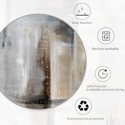 Miyotaa Abstract Brush Stroke Modern Shower Curtain Set 60Wx71H Inches Contemporary Minimalist Neutral Simple Painting Art Waterproof Bathroom Curtain with 12 Hooks - color: Minimalist Neutral, size: 60"W x 71"L (Pack of 1)