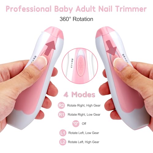 Qunlions life Baby Nail Trimmer Electric-6 in 1 Baby Nail File Clippers Infant Grooming Kit Manicure Set for Toddler or Adults, Pink - color: Pink