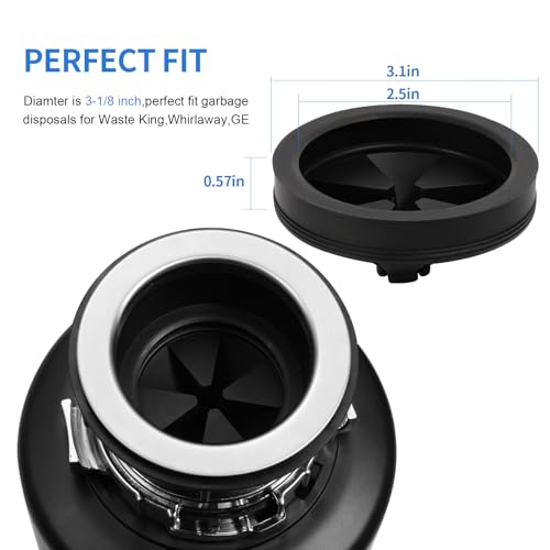 RQYEKDO Upgraded EPDM Garbage Disposal Splash Guard 1 Pack | 3 1/8 inch noise-reducing rubber insert, compatible with Waste King, Whirlaway & GE kitchen grinders - color: 3-1/8" (1pcs)