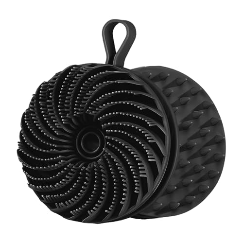 Larger Silicone Body Scrubber&Scalp Massager Hair Growth,Dual Sided Dual-Use,Exfoliating Body Scrubber,Wet&Dry Brush for Hair Massager Scalp,Silicone Shower Scrubber (Black) - color: Black