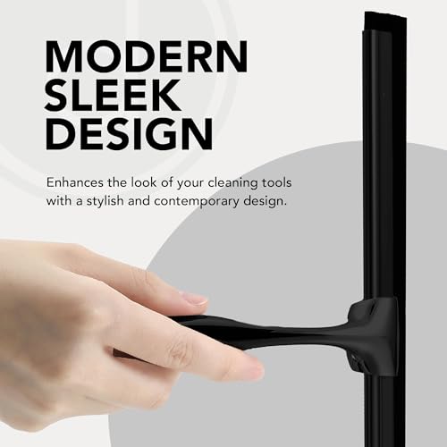 Metal Squeegee – Stainless Steel Window Cleaner Removes Water and Soap on Shower Doors, Car Windshields, Glass, with Soft Silicone Blade, Includes Hanging Hook and Screwdriver, Black - color: Black, size: Stainless Steel