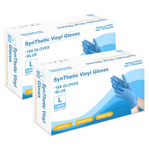 Disposable Gloves Large, Nitrile and Vinyl Blend Material Gloves, Latex Free 4 Mil 200 Pc Food Grade Glove for Cleaning, Food Prep,Hair Dye,Tattoo, Blue - color: Blue, size: Large-200pc