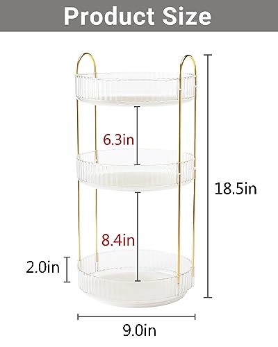 Asayuee 360 Rotating Makeup Organizer,3 Tier Large Capacity Make Up Organizers and Storage,Skincare Perfume Vanity Organizers,Bathroom Cosmetics Storage Organizer Countertop (Clear-3 Tier) - color: White, size: 3 Tier