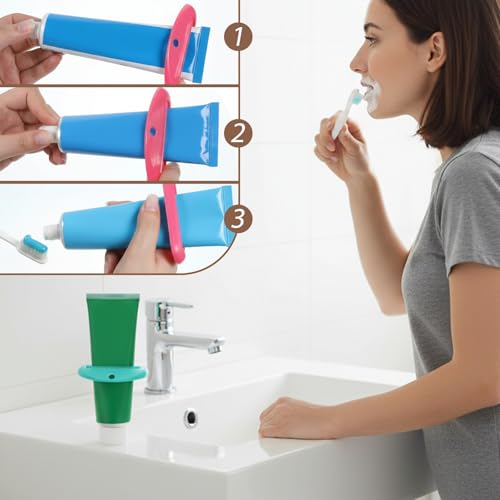 JJUNW 12Pcs Toothpaste Squeezers Bulk, 4 Colors Toothpaste Clips Tube Squeezer Dispenser, Toothpaste Rollers Clips for Hair Gel,Hand Cream, Paint Tubes, Cosmetics, Bathroom