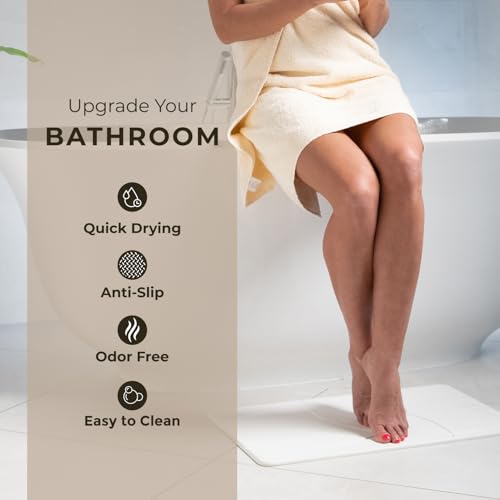 TOSORO - Stone Bath Mat Diatomaceous Earth Shower Mat Non-Slip Super Absorbent Diatomite Stone Bath Mats for Bathroom Floor Quick Drying Natural Easy to Clean (23.5 x 15) - Sandstone - color: Enso Sandstone, size: Pack of 1