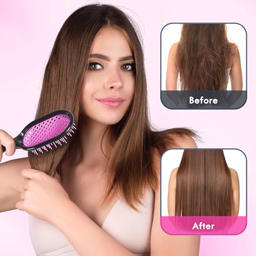 4 Pack Vented Detangling Hair Brush - Detangler Hairbrush with Soft Bristles for Effortless Tangle Free - Ideal for Wet Dry or Curly Damaged Hair for Women Men Kids - color: Magenta+Magenta+Magenta+Magenta
