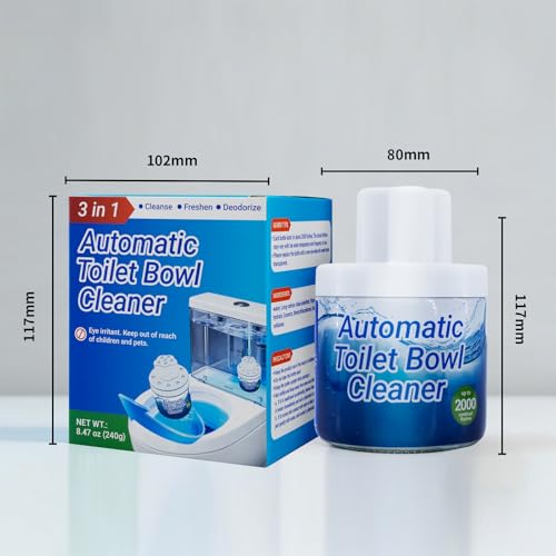 Automatic Toilet Bowl Cleaner with Unique Retrieval Rope - 2000 Flushes | Long Lasting Toilet Tank Cleaner, Blue Water Stain Remover and Deodorizer, Safe for Septic Systems, 1 Pack (90 Days)