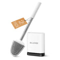 Sellemer Silicone Toilet Brush, Ventilation Slots Base Holder 2 Pack, White | Flexible Bristles Flat Head for Rim, Hair Tangle-Free, Easy to Clean, Compact Design, Rustproof Handle, for Toilet/Sink/Tub - color: White-2pcs