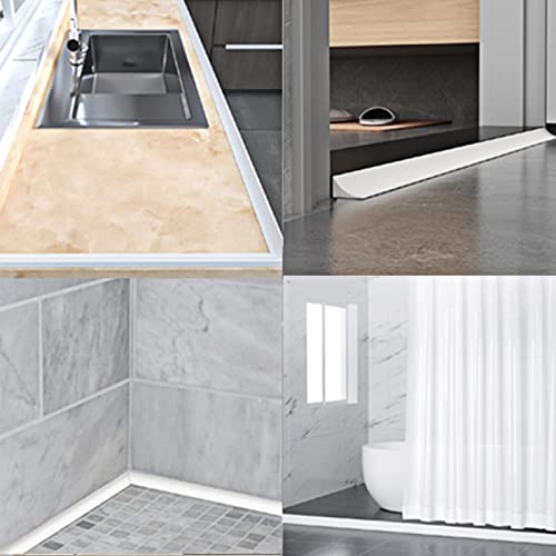 Silicone Shower Threshold Water Dam, Kitchen Sink Splash Guard, Shower Barrier Water Dam(98inch) - color: Black, style: 98Inch