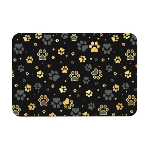 Golden Dogs Animal Paws Bath Mat Rugs 15.7x23.6 in, Diatomaceous Earth Bathroom Rug Rubber Non-Slip Absorbent Bathroom Mat for Bathroom Kitchen Floor, Tub and Shower Sink - color: Paws #03