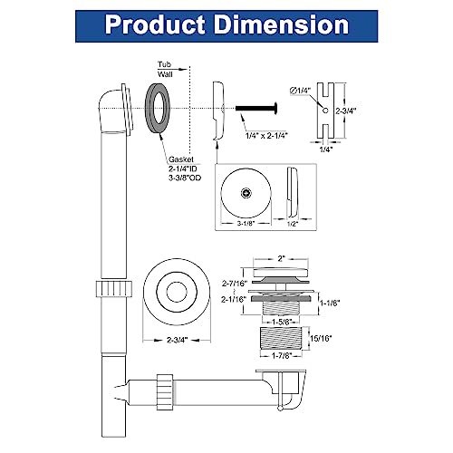 Brass Tip-Toe Tub Drain Kit, Oil Rubbed Bronze Tub Drain and Overflow Kit with Single Hole - color: Oil Rubbed Bronze, style: 1-hole