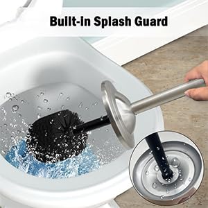 Stainless Steel Toilet Bowl Brush with Holder Metal Bathroom Cleaning Set Rustproof Hygienic Durable Modern Design - color: Satin Nickel